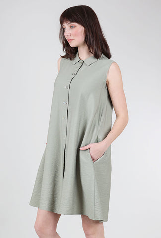 Niche Rayon Twinbutton Dress, Moss 