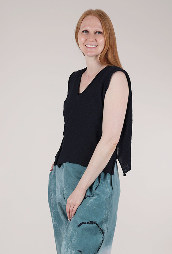 Paper Temples Babs Sweater Tank, Navy 