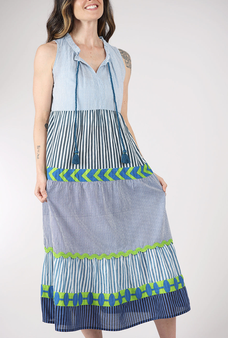 Dolma Audrey Handloom Dress, Blue Multi 