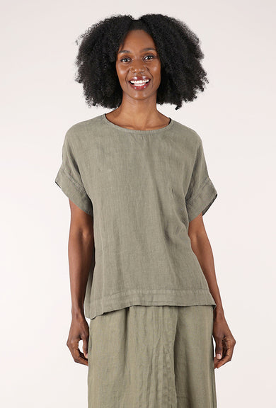 By Basics Linen Cocoon Top, Capers 