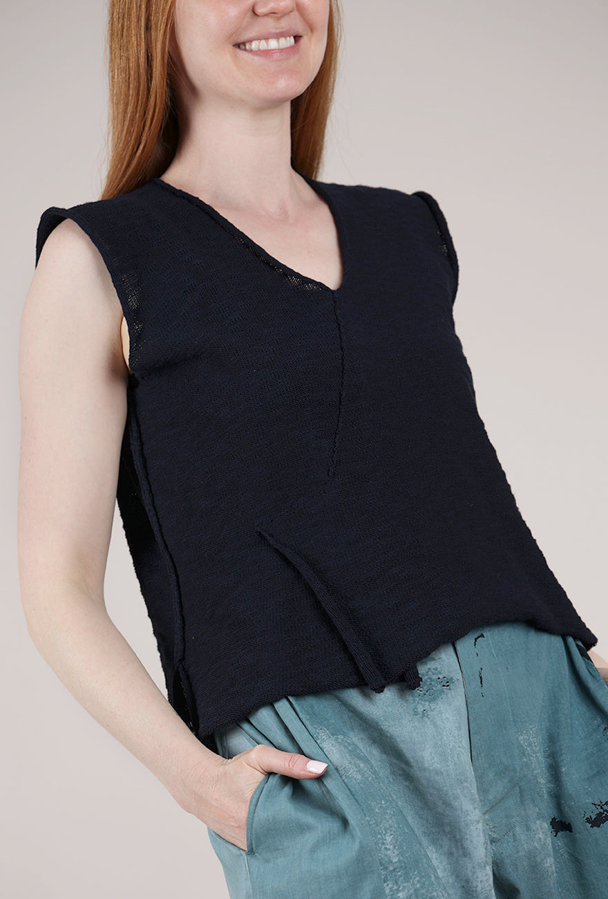Paper Temples Babs Sweater Tank, Navy 