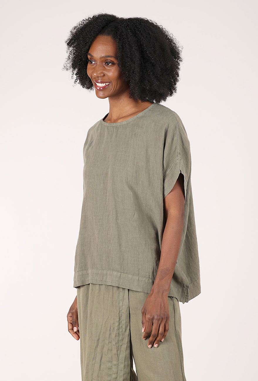 By Basics Linen Cocoon Top, Capers 