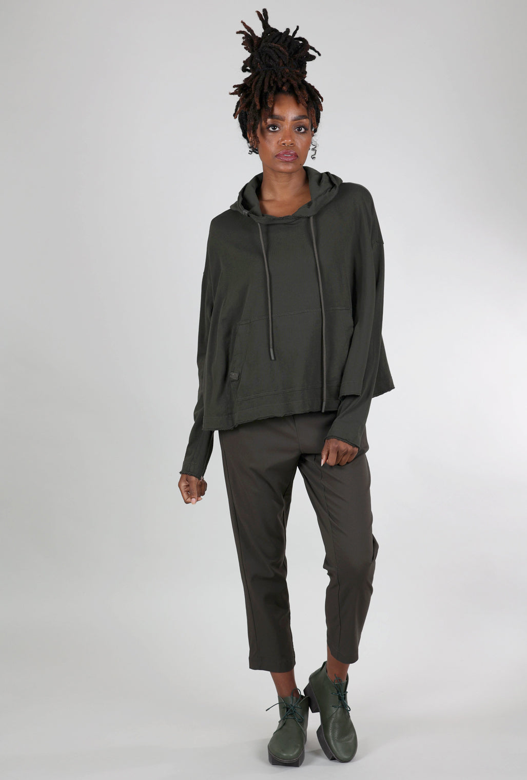 Rundholz French Terry Cropped Swing Hoodie, Jungle Solid 