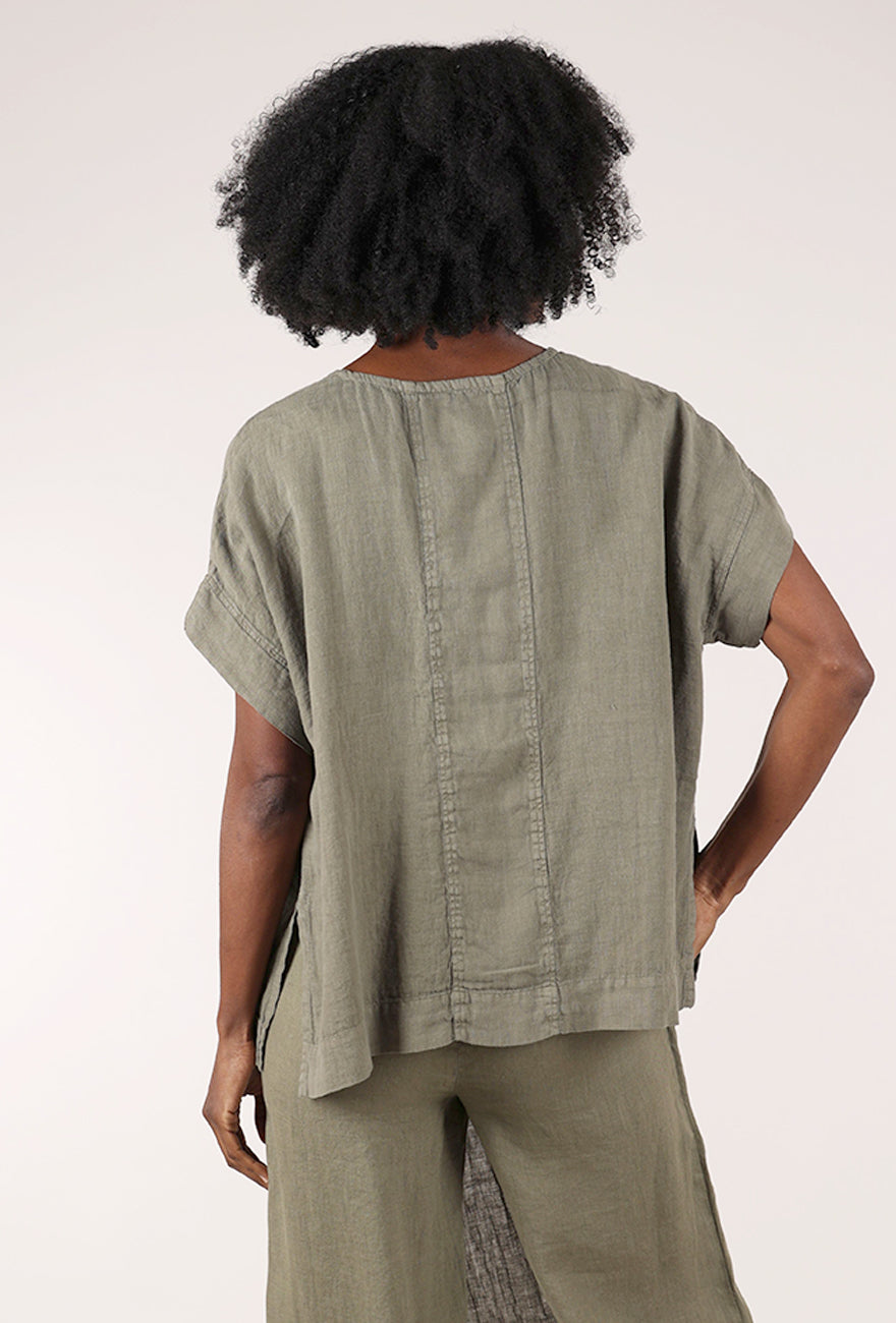 By Basics Linen Cocoon Top, Capers 
