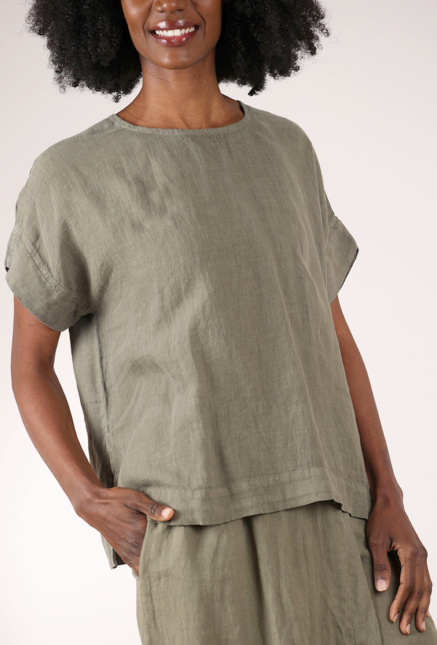 By Basics Linen Cocoon Top, Capers 