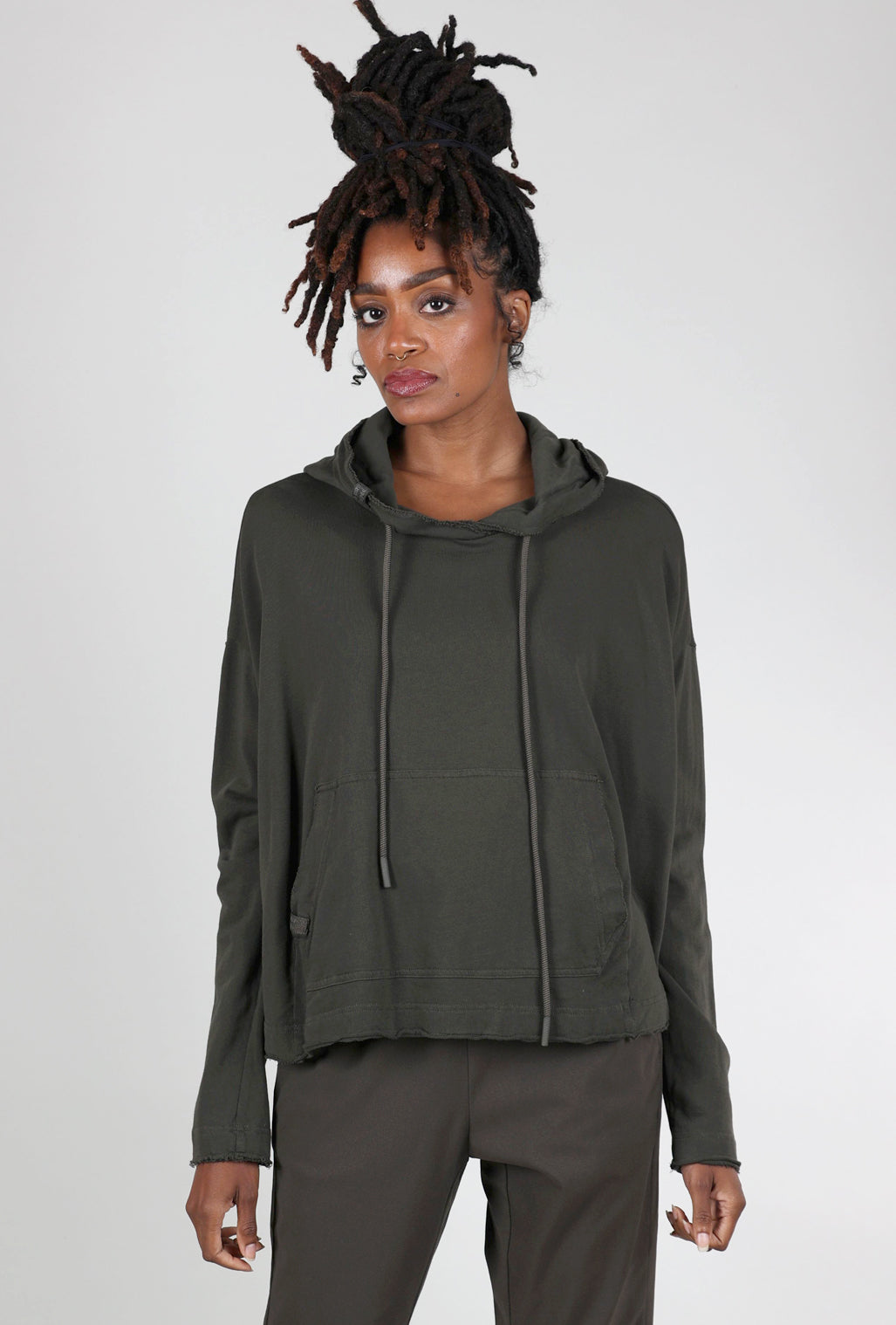 Rundholz French Terry Cropped Swing Hoodie, Jungle Solid 