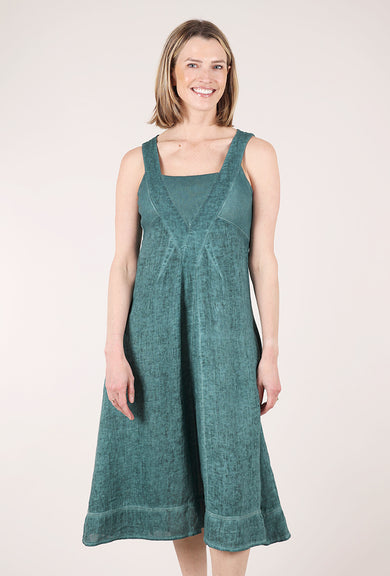 Rib Inset Flounce Dress, Vogue Green