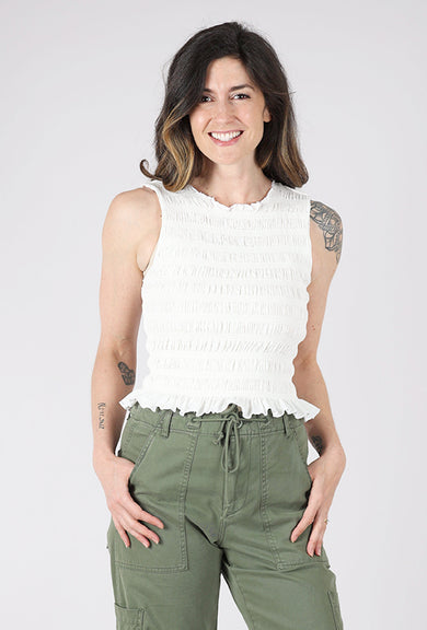 Pistola Phoebe Smocked Tank, Le Blanc 