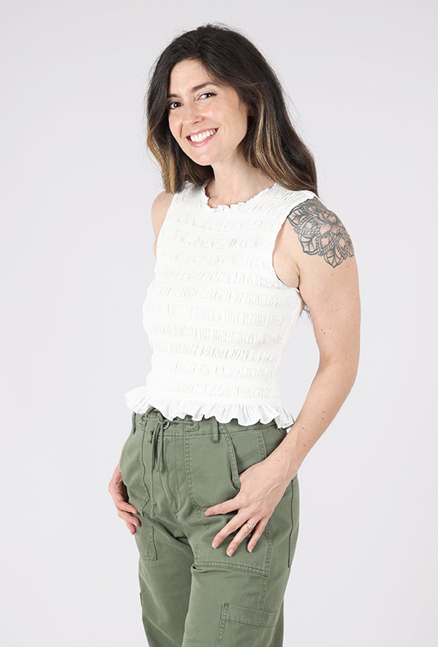 Pistola Phoebe Smocked Tank, Le Blanc 