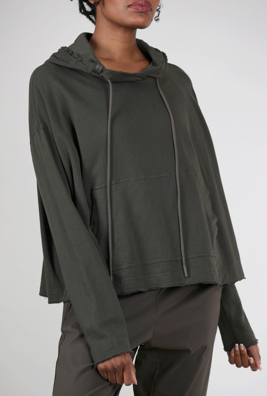 Rundholz French Terry Cropped Swing Hoodie, Jungle Solid 