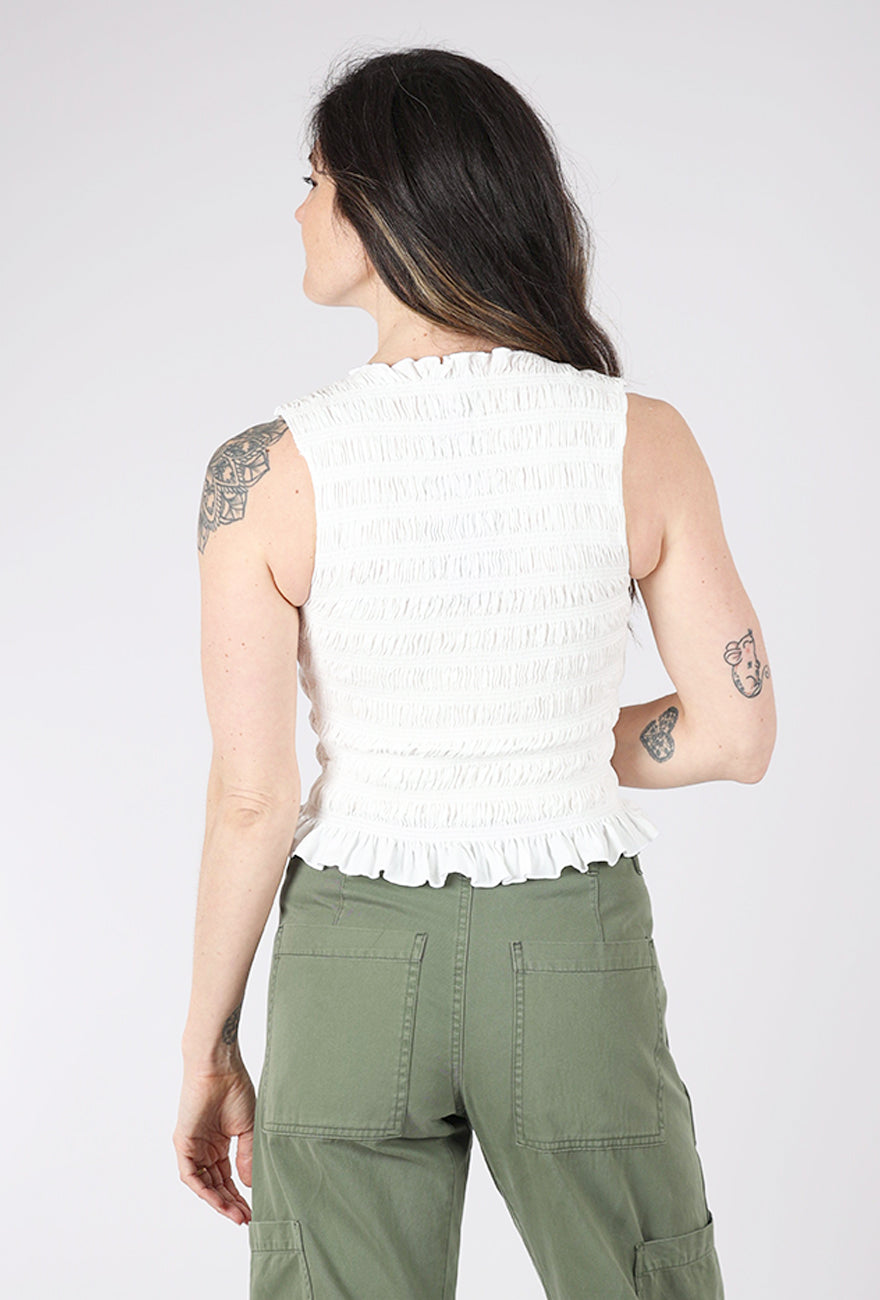 Pistola Phoebe Smocked Tank, Le Blanc 