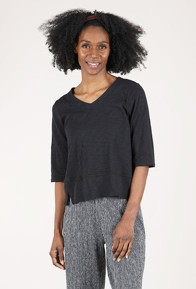 Habitat Cotton Pebble Elbow-Sleeve Tee, Black 