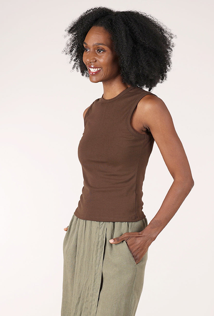 Grade & Gather Wide Shoulder Tank, Dark Chocolate 