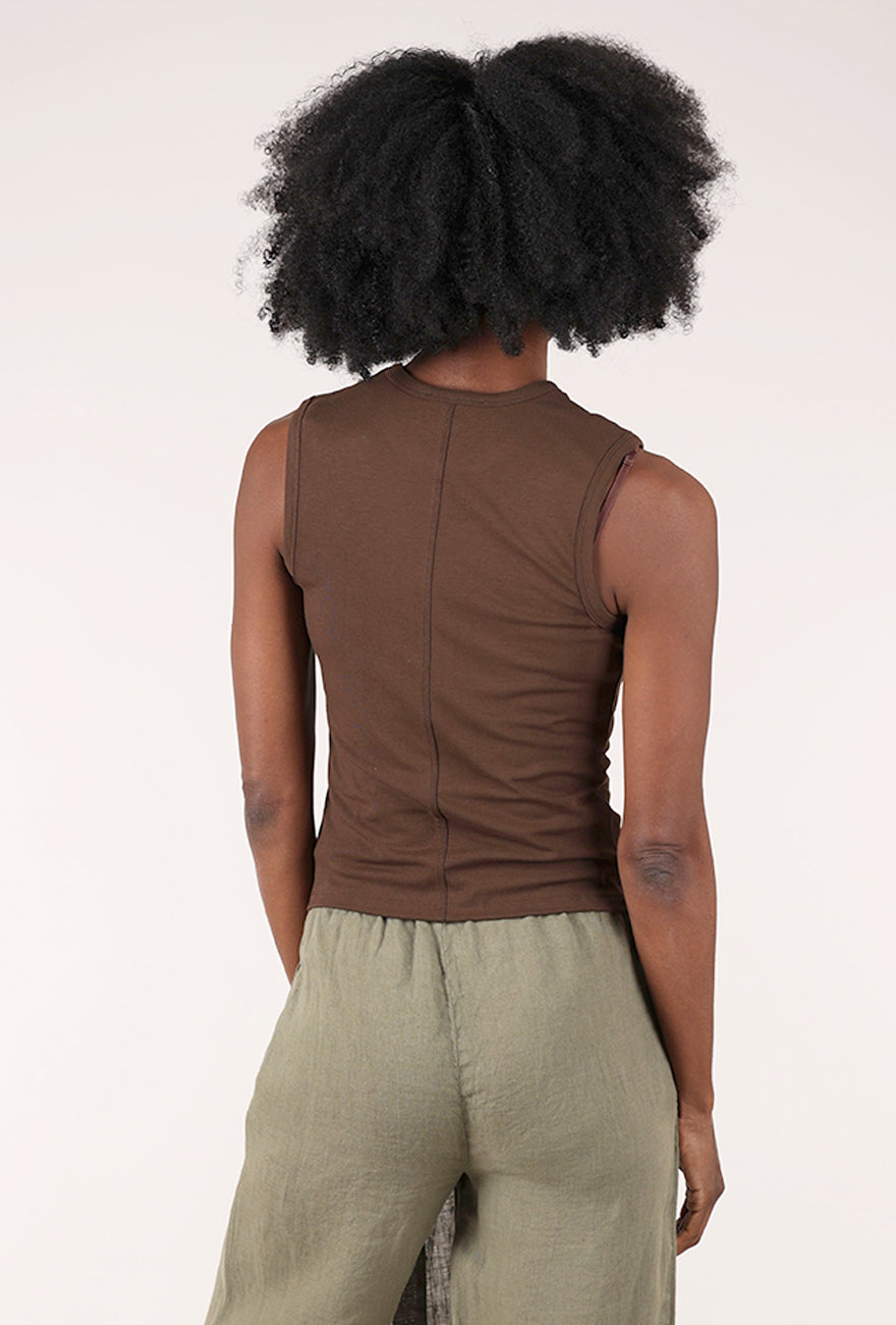 Grade & Gather Wide Shoulder Tank, Dark Chocolate 