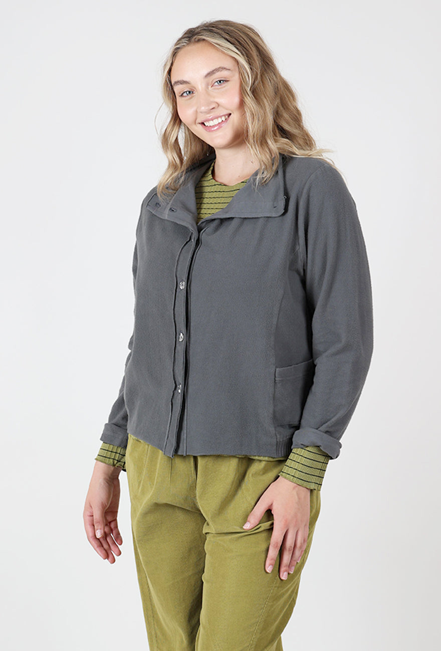 Jersey Crop Drape Jacket, Mocha Angle 2