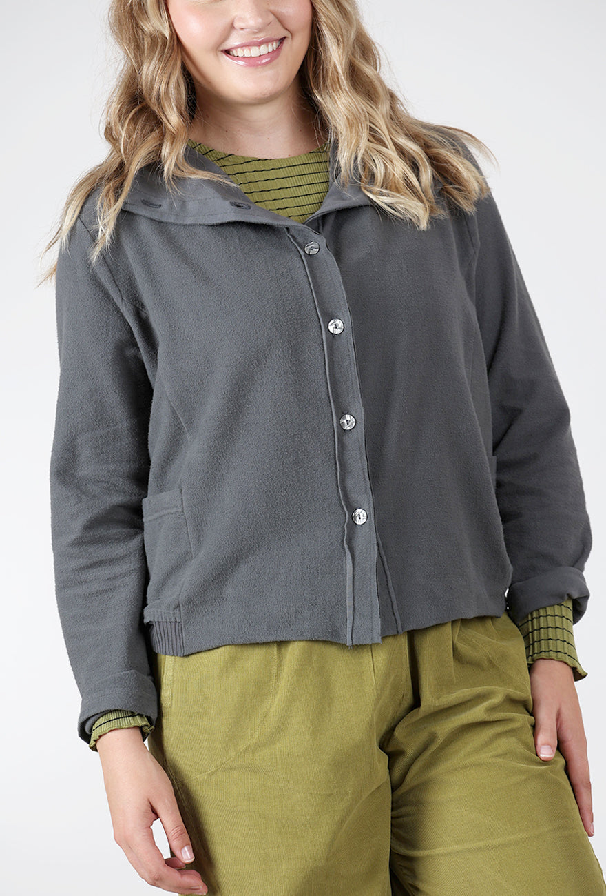 Jersey Crop Drape Jacket, Mocha Angle 4