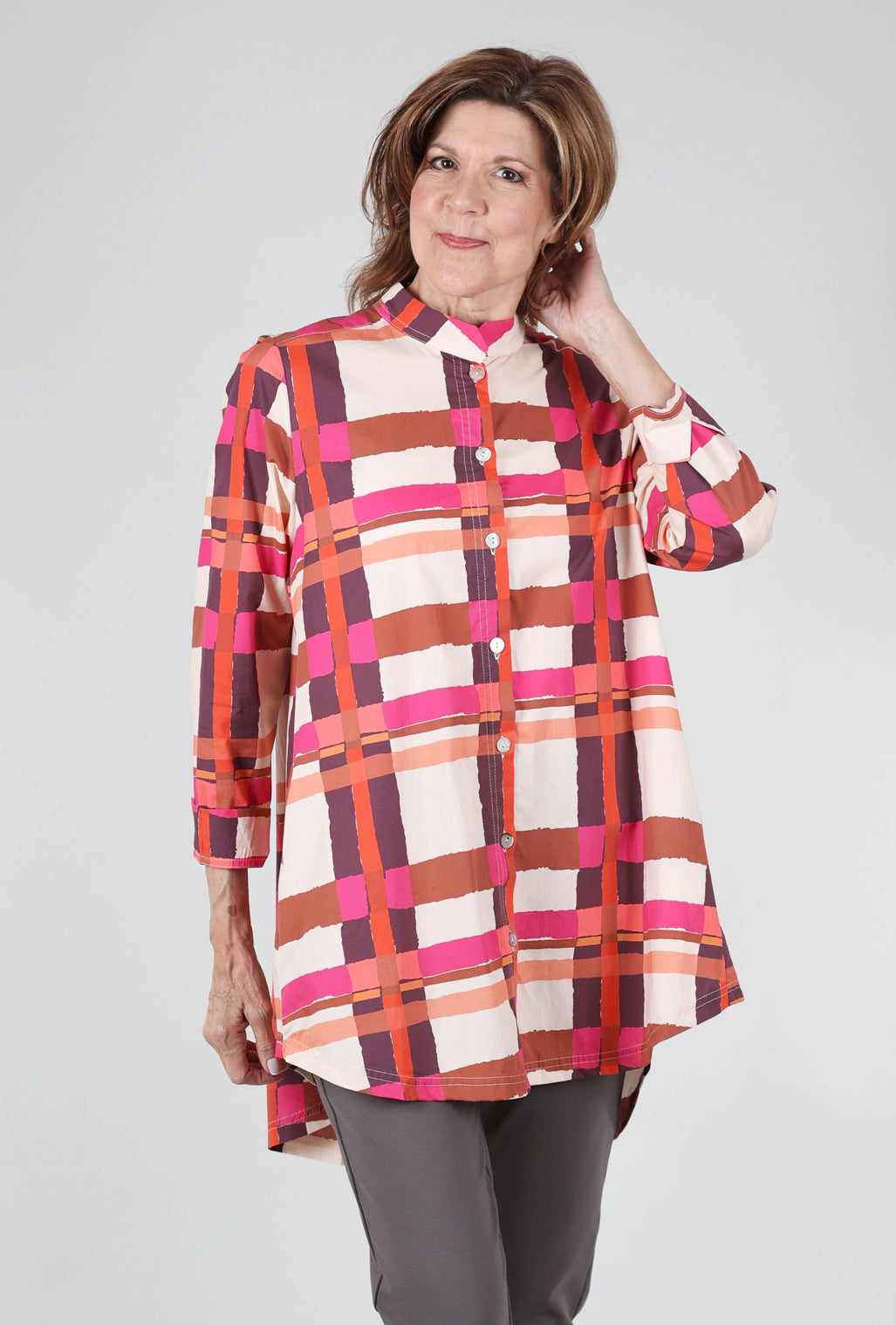 Noen Gridworks Tunic, Rust/Fuchsia 