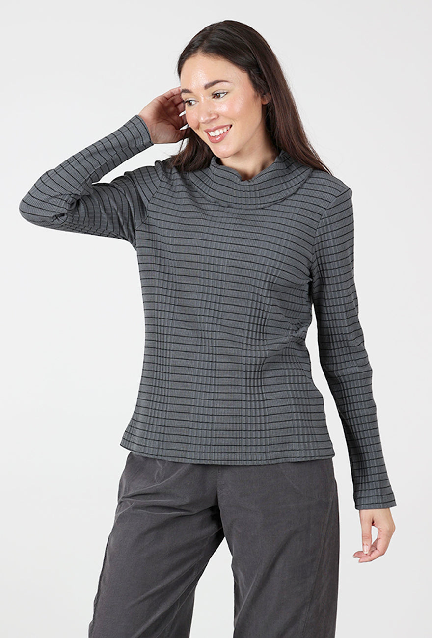Pinstripe Cowl Top, Mocha