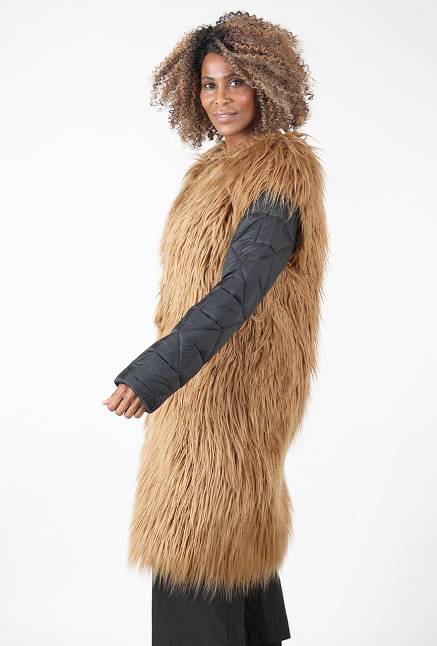 Kedziorek Rockstar Puffer Coat, Black/Camel 