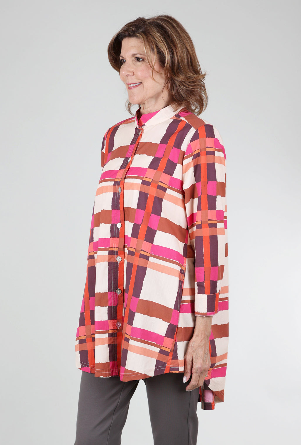 Noen Gridworks Tunic, Rust/Fuchsia 