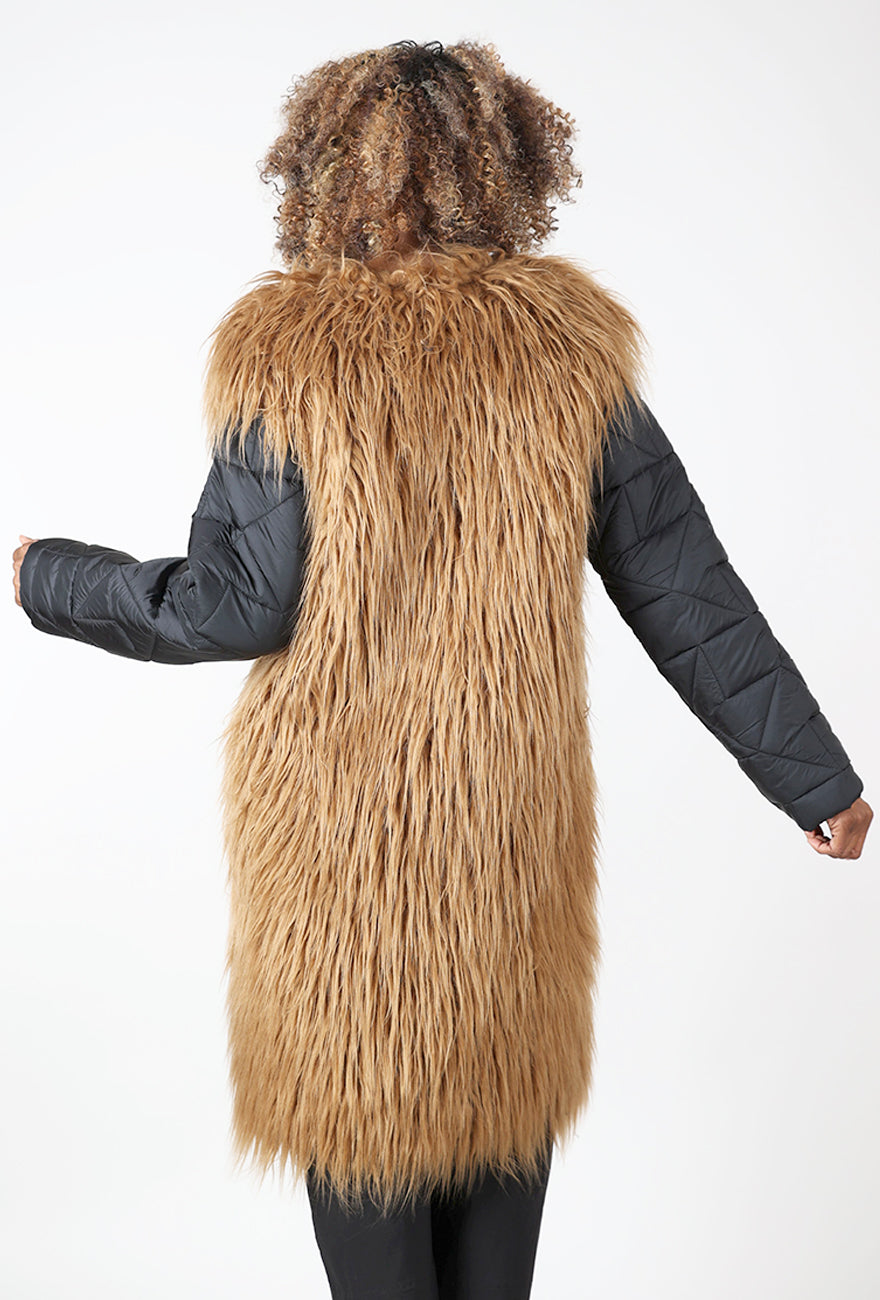 Kedziorek Rockstar Puffer Coat, Black/Camel 