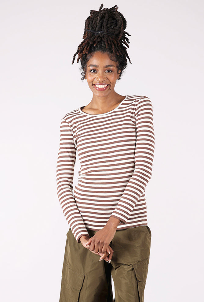 By Basics Organic Cotton Stripe Tee, Chestnut/Raw White 