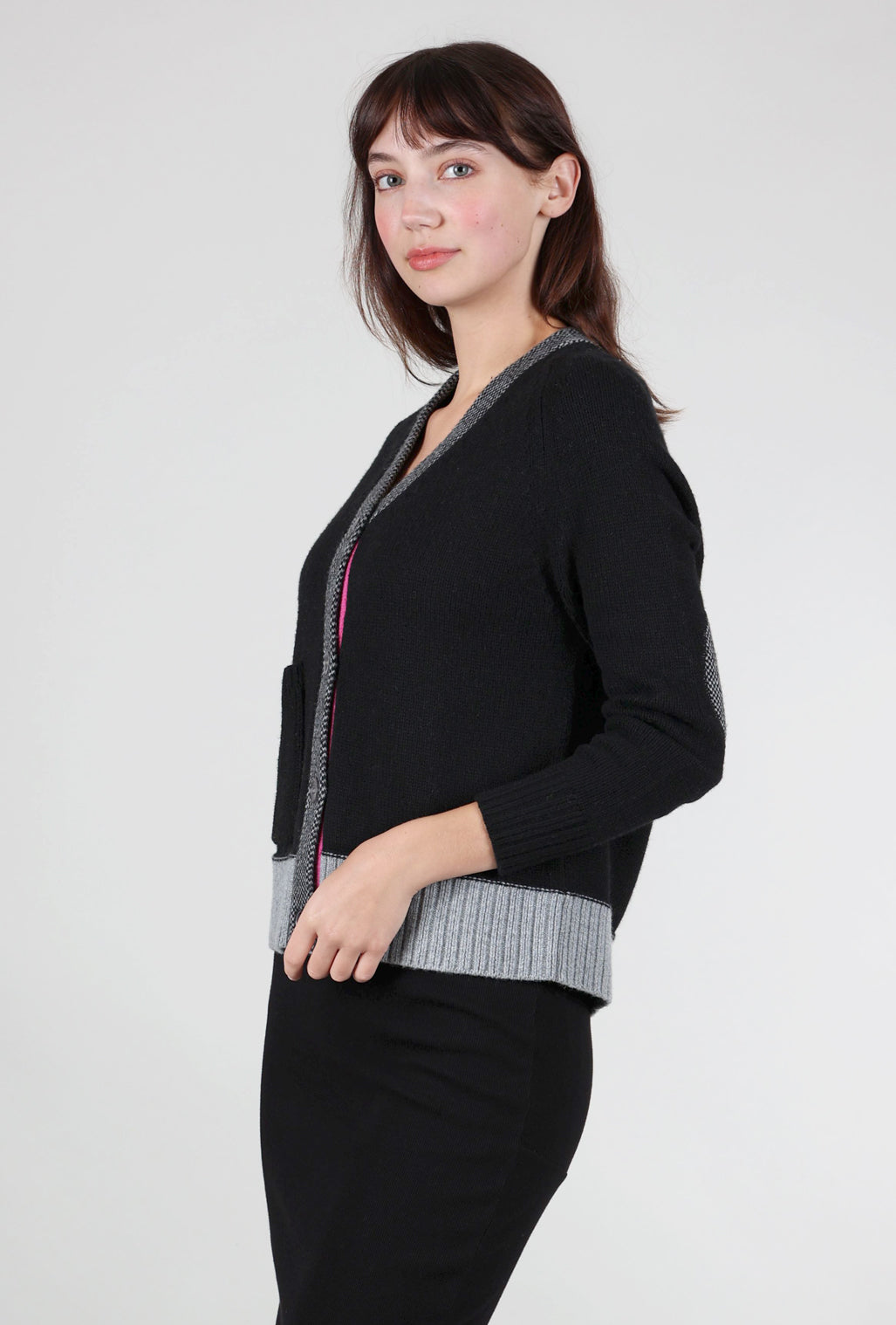 Zaket & Plover Elbow-Patch Cardie, Black 