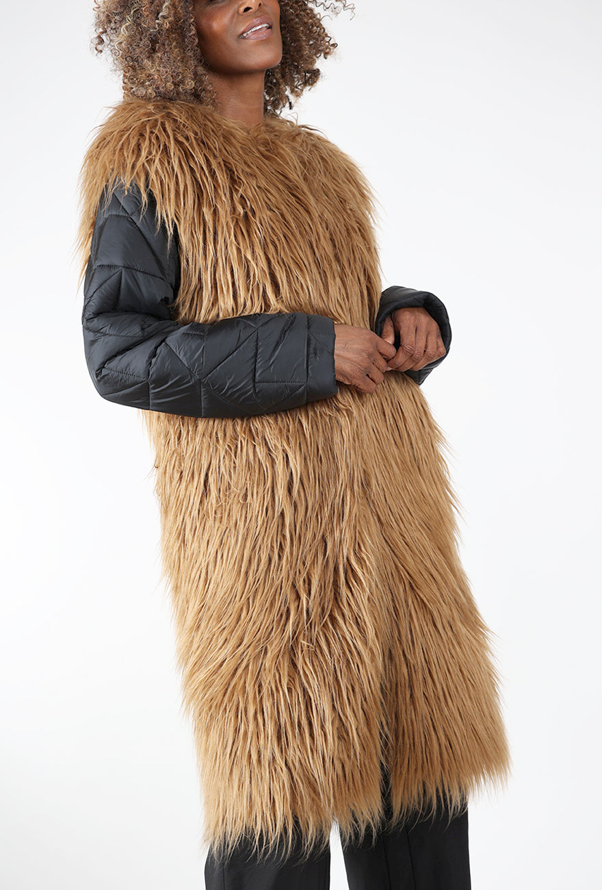 Kedziorek Rockstar Puffer Coat, Black/Camel 