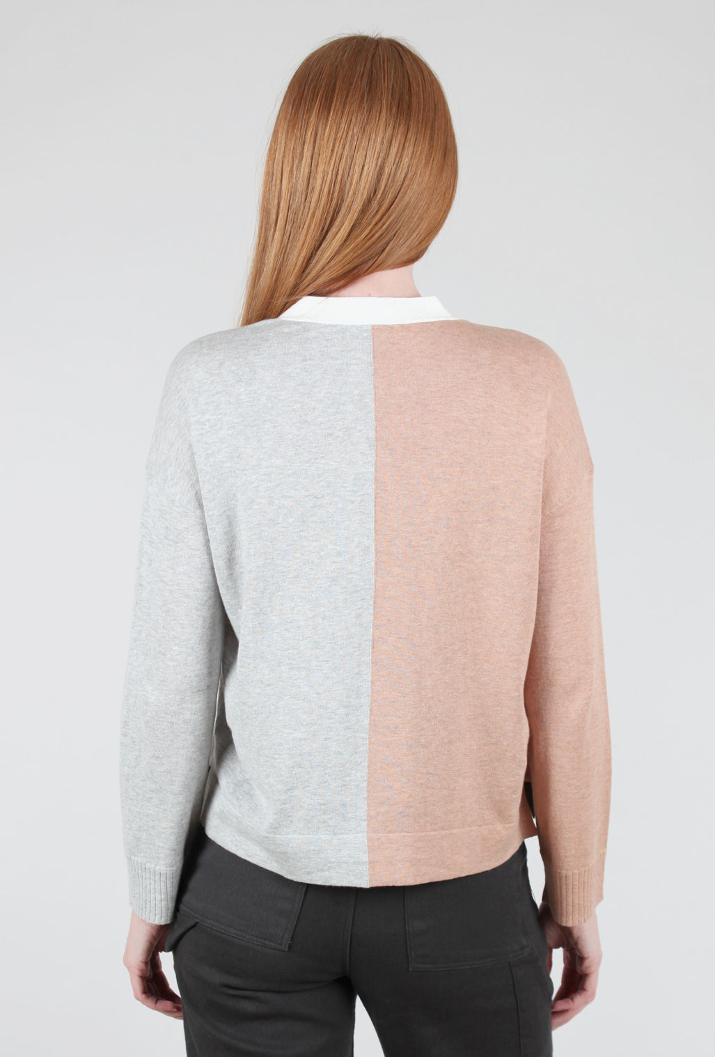 Lilla P Colorblock Pocket Cardie, Gray/Truffle 