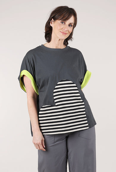 Alembika Touch of Lime Heart Tee, Charcoal 