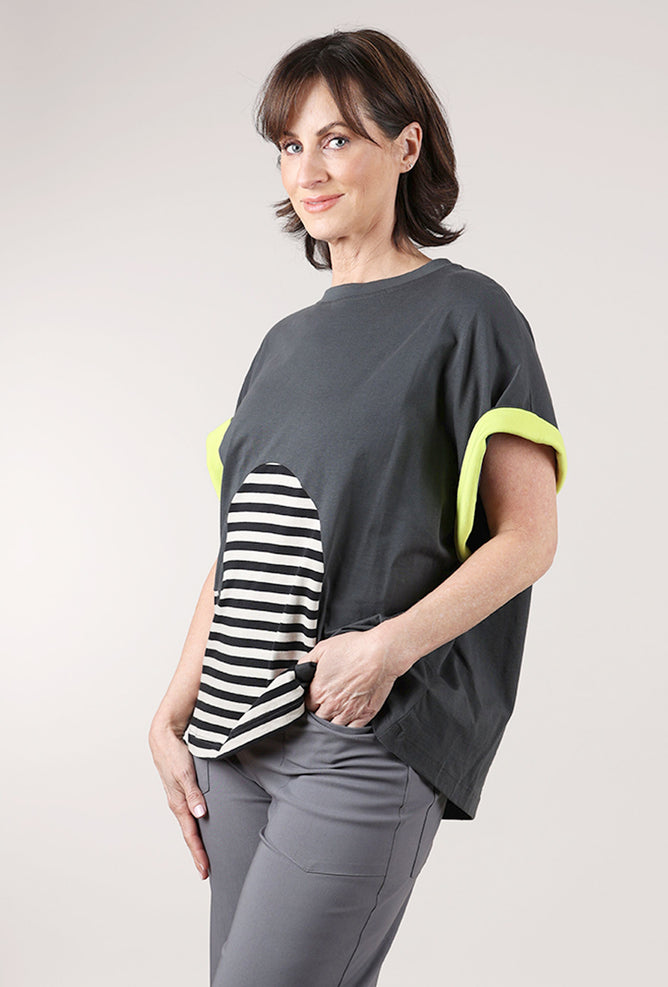 Alembika Touch of Lime Heart Tee, Charcoal 