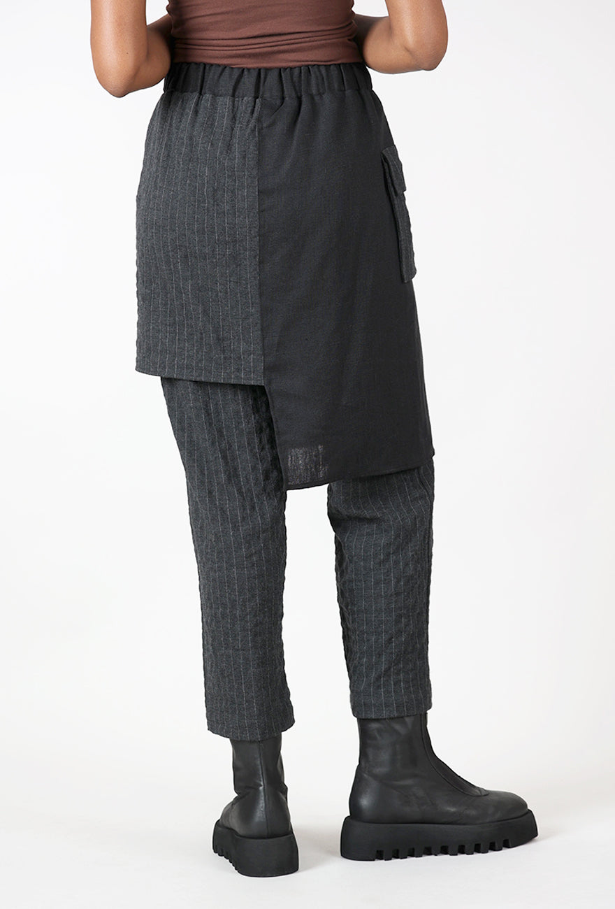 Kedziorek Pinstripe Skirt Over Pants, Charcoal 