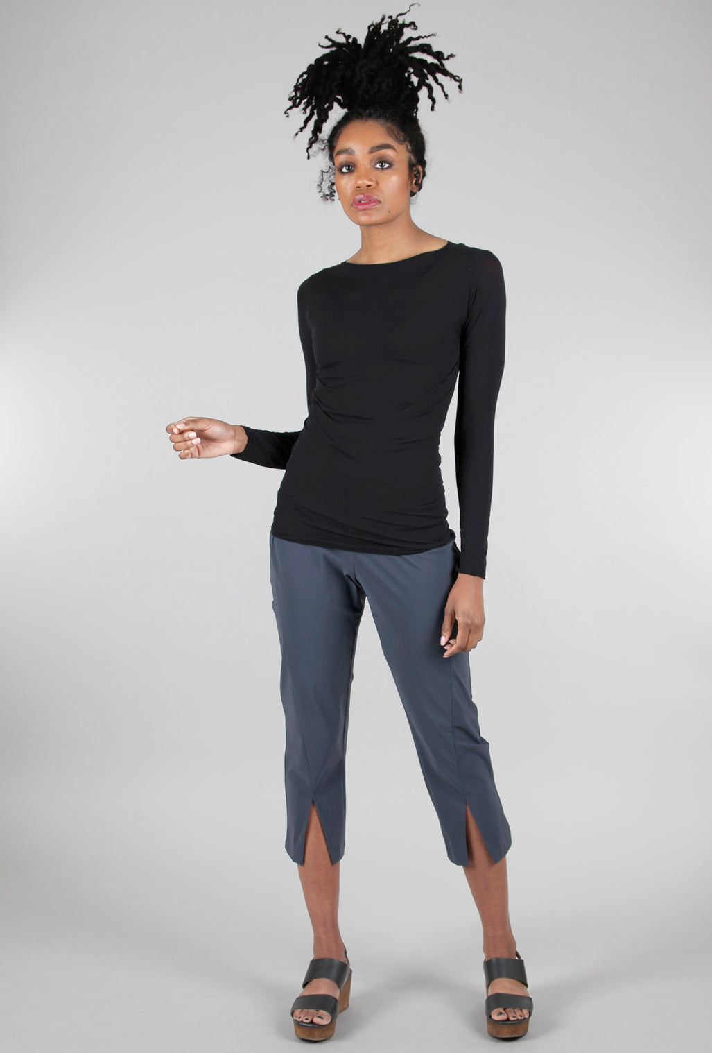 AMB Designs Raw-Edge Second Skin Top, Solid Black One Size Black