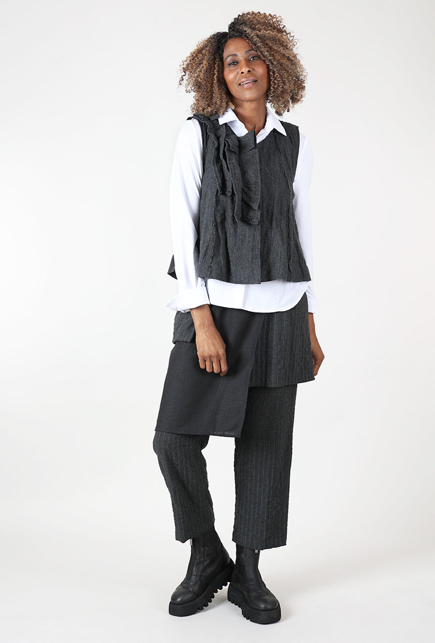 Kedziorek Pinstripe Skirt Over Pants, Charcoal 