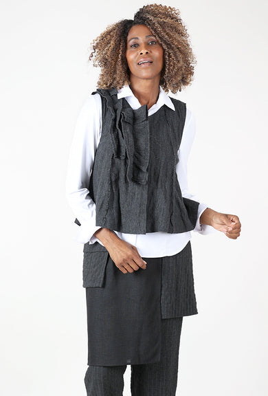 Kedziorek Boiled Wool Flutter Vest, Charcoal 