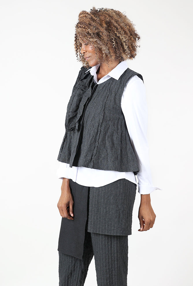 Kedziorek Boiled Wool Flutter Vest, Charcoal 