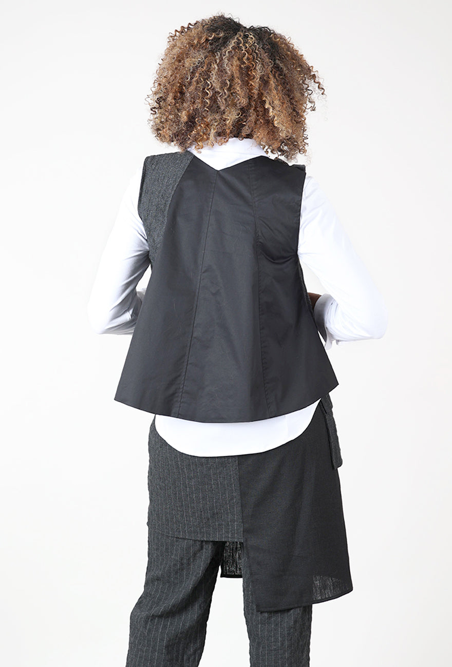 Kedziorek Boiled Wool Flutter Vest, Charcoal 