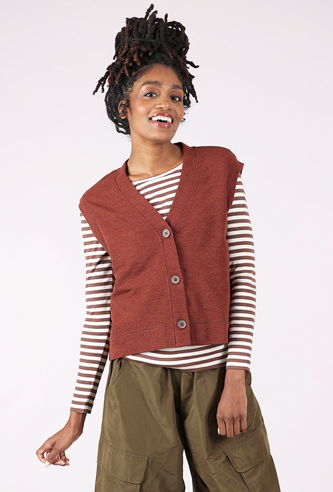 By Basics Wool Box Button Vest, Rosewood 