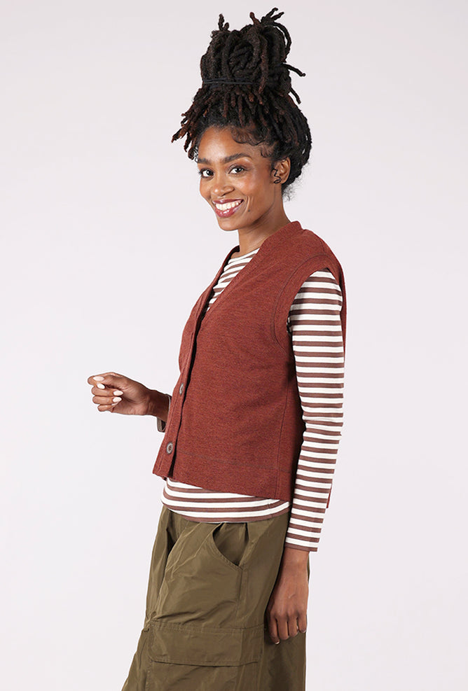 By Basics Wool Box Button Vest, Rosewood 
