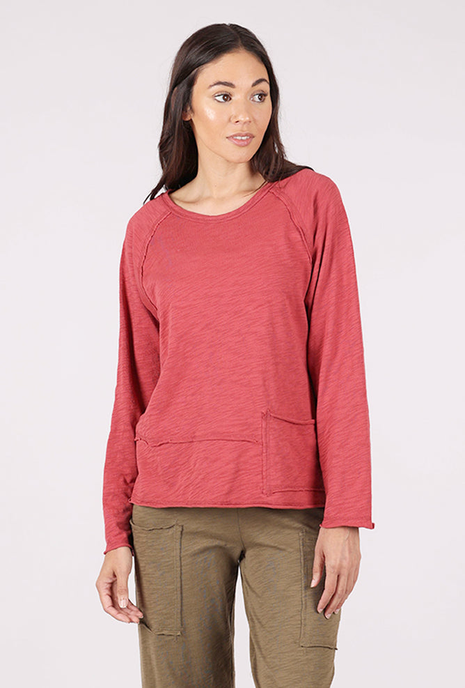 Escape by Habitat Cotton Slub Pocket Pullover, Garnet 