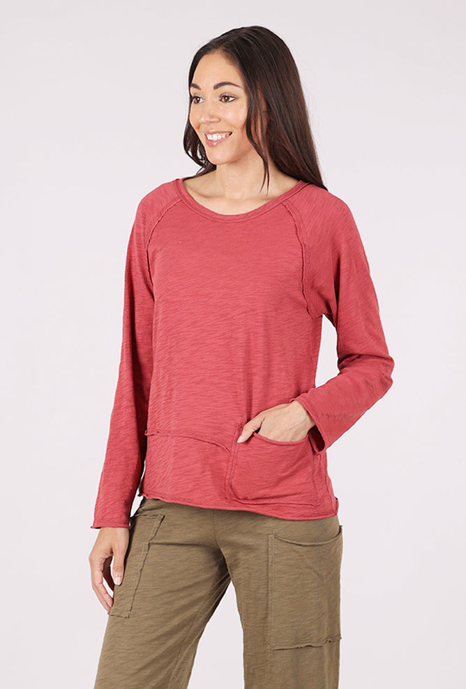 Escape by Habitat Cotton Slub Pocket Pullover, Garnet 