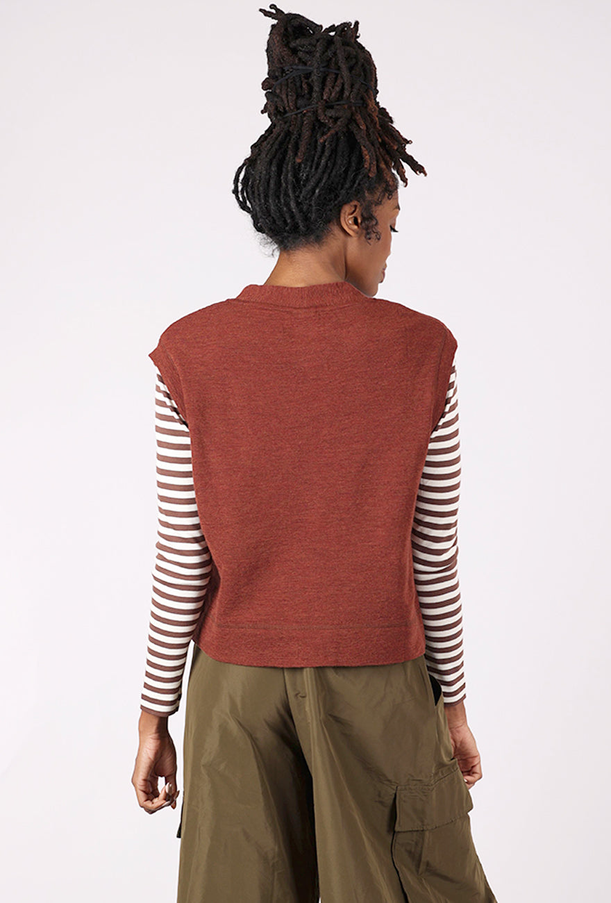 By Basics Wool Box Button Vest, Rosewood 