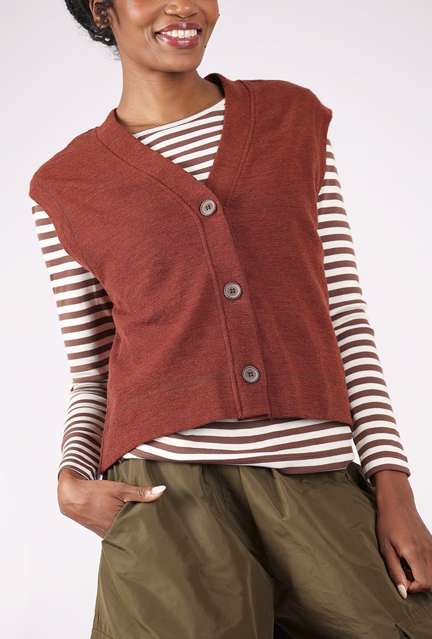 By Basics Wool Box Button Vest, Rosewood 