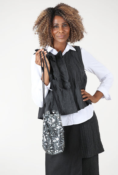 Kedziorek Paillette Pouch, Silver 
