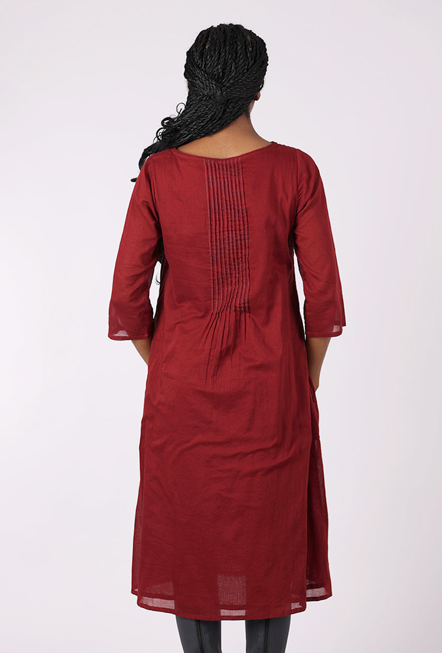 Mata Traders Alma Pintuck Dress, Crimson 