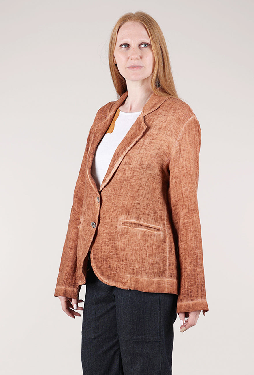 Sanctamuerte Garment Dye Linen Blazer, Starfish Orange 