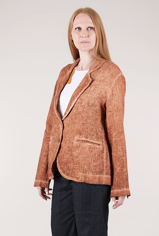 Sanctamuerte Garment Dye Linen Blazer, Starfish Orange 