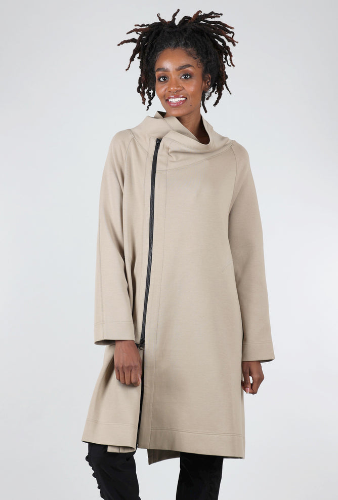 Moyuru Refined Ponte Cocoon Coat, Khaki 