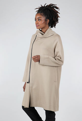 Moyuru Refined Ponte Cocoon Coat, Khaki 