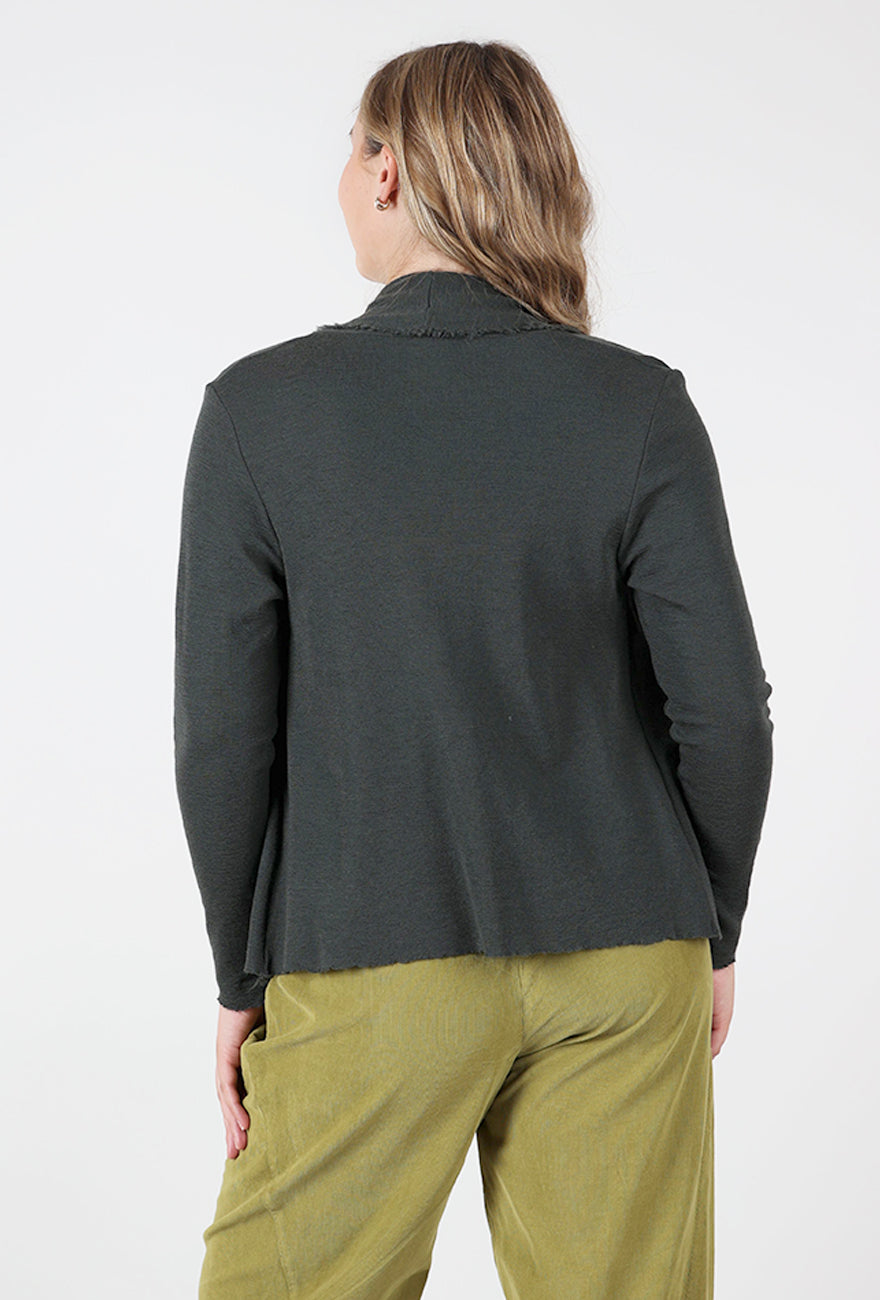 Merino Raw Edge Short Cardie, Raven Angle 3